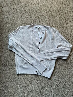 Madewell Cream Knit Button-Front Cardigan